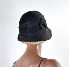 20s Tucked Cloche Hat Vintage Flapper Antique Narrow Brim Large Day Office