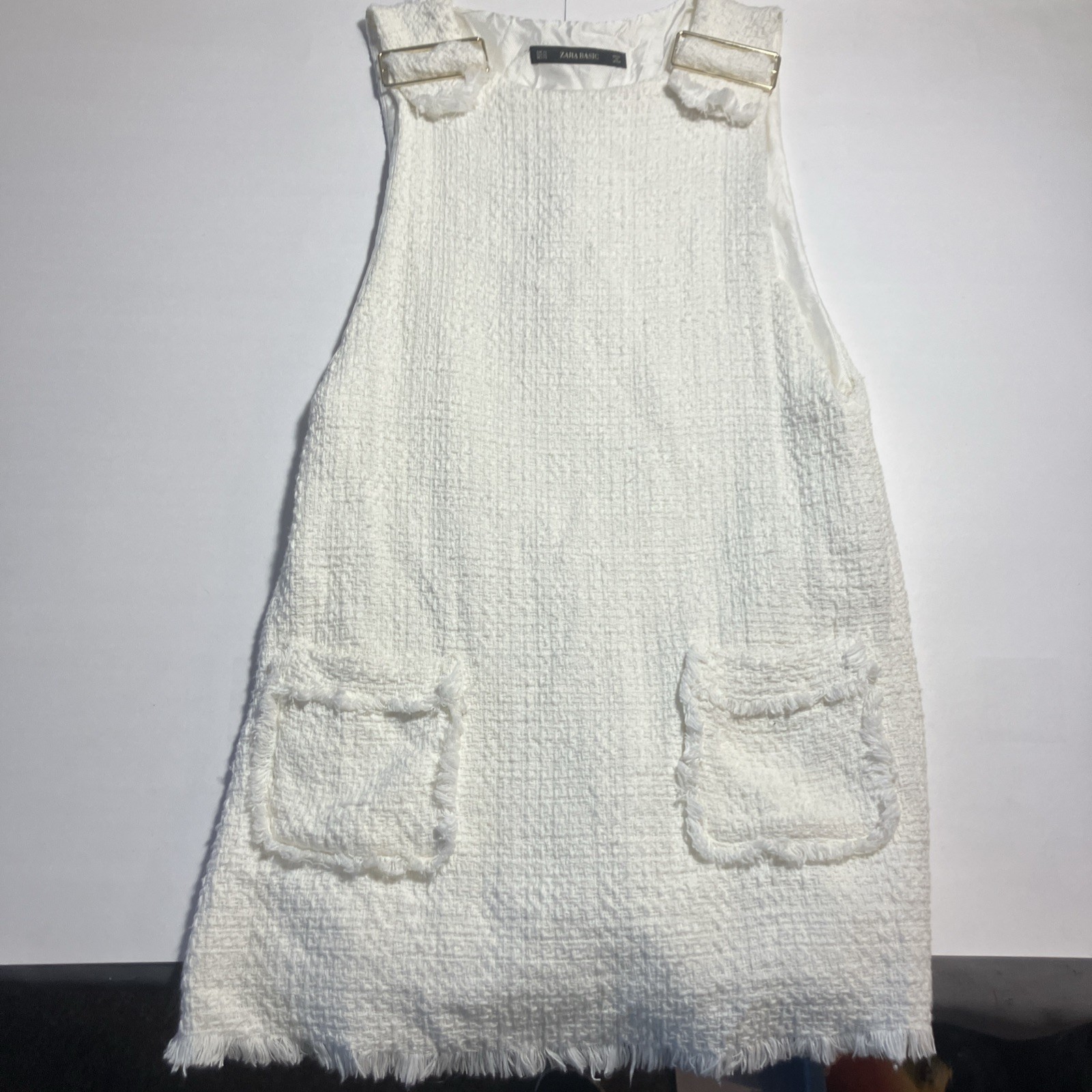 Zara Basic Extra Small White Knitted Crocheted Sh… - image 3