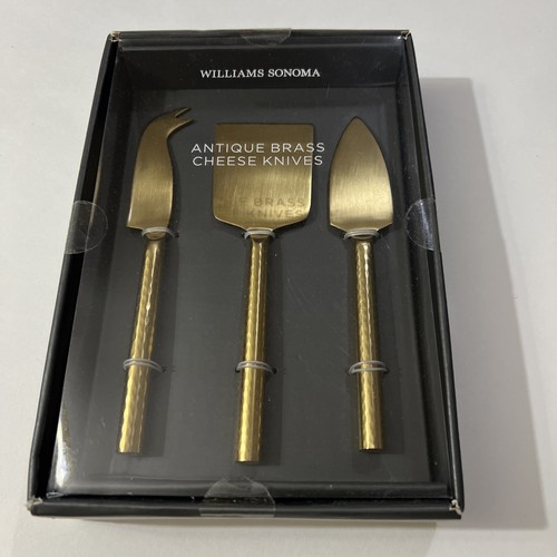 Williams Sonoma Antique Brass Hammered Cheese Knives Set of 3 - Picture 11 of 13