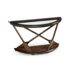 Magnussen Beaufort Sofa Table with Dark Oak Base and Glass Top