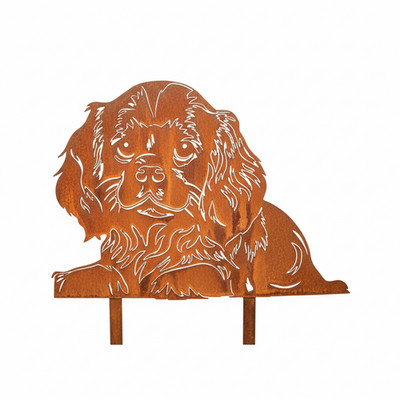 Cavalier King Charles Spaniel Rost Deko Hund Rostfigur Garten Metall  43x50cm