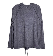 Under Armour Hoodie Womens L Heather Purple Loose Lightweight Stretch Heat Gear