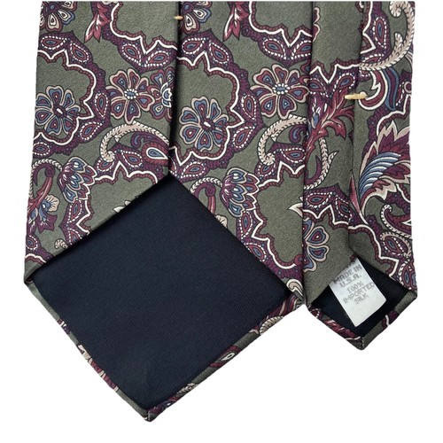 Corbata Mark Alexander De Colección Para Hombre Hecha a Mano EE. UU. Poliéster Verde Floral/Medallón 4x57” - Imagen 4 de 10