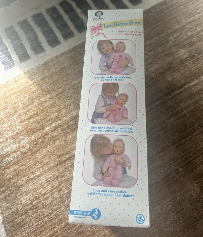 Gerber Nursery Feel Better Baby Girl Doll Blonde Straight Hair Blue Eyes 18+