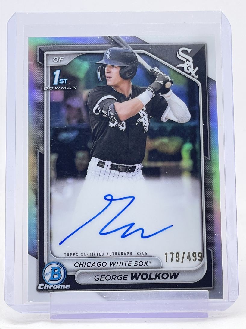 GEORGE WOLKOW 2024 BOWMAN CHROME 1ST AUTOGRAPH REFRACTOR AUTO /499 Q0190