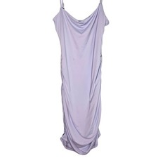 Windsor Pastel Blue Cowl Neck Ruched Bodycon Mini Large Cocktail Romantic Y2K