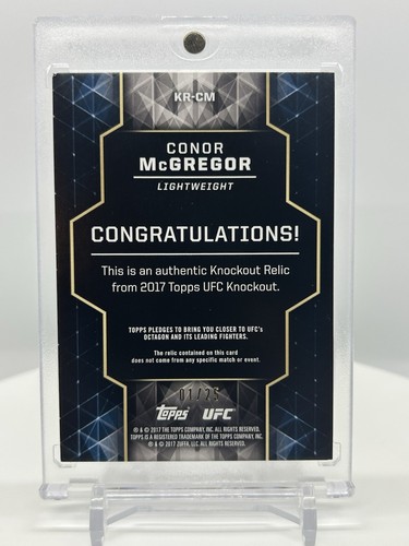 2017 Topps UFC Knockout CONOR MCGREGOR BLUE SSP PARALLEL /25 FIGHTER WORN RELIC - Bild 2 von 2
