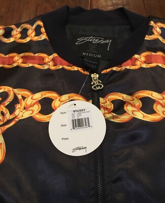 NWT Stussy Bomber Jacket Chain Medium 100% Polyester | eBay