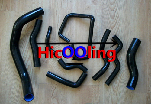 BLACK HOSE SILVIA 200SX 240SX S13 S14 S15 SR20DET FOR NISSAN SILICONE RADIATOR - Picture 1 of 6