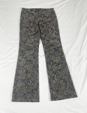 VTG NOWNOWNOW Women Brown Velvet Floral Pants Made In USA Size 10