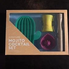 SunnyLife - Mojito Cocktail Set, Cactus Ice Tray, Zester, Muddler & Shot Glass