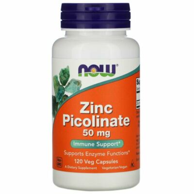 Now Foods ZINC PICOLINATE 50mg 120 Caps. Promotes healthy skin, Immune Support.
