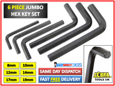 6 Pc Industrial Imperial Jumbo Large Hex Key Allen Keys Wrench 8-19mm Set 23-59