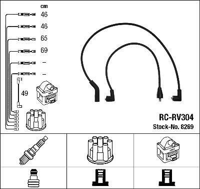 8269 NGK Ignition Cable Kit for HONDA