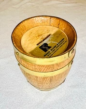 VTG Wooden Whiskey Barrel Coin Bank Rock River.