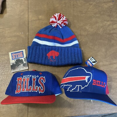 90s Vintage Buffalo Bills Snapback Hat Lot Bills Mafia Pom Beanie