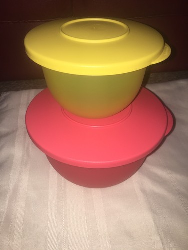 TUPPERWARE NEW Impressions Bowl 5 1/2 Cups & 2 Cups Coral/Org-Store Serve Mix - Picture 2 of 12