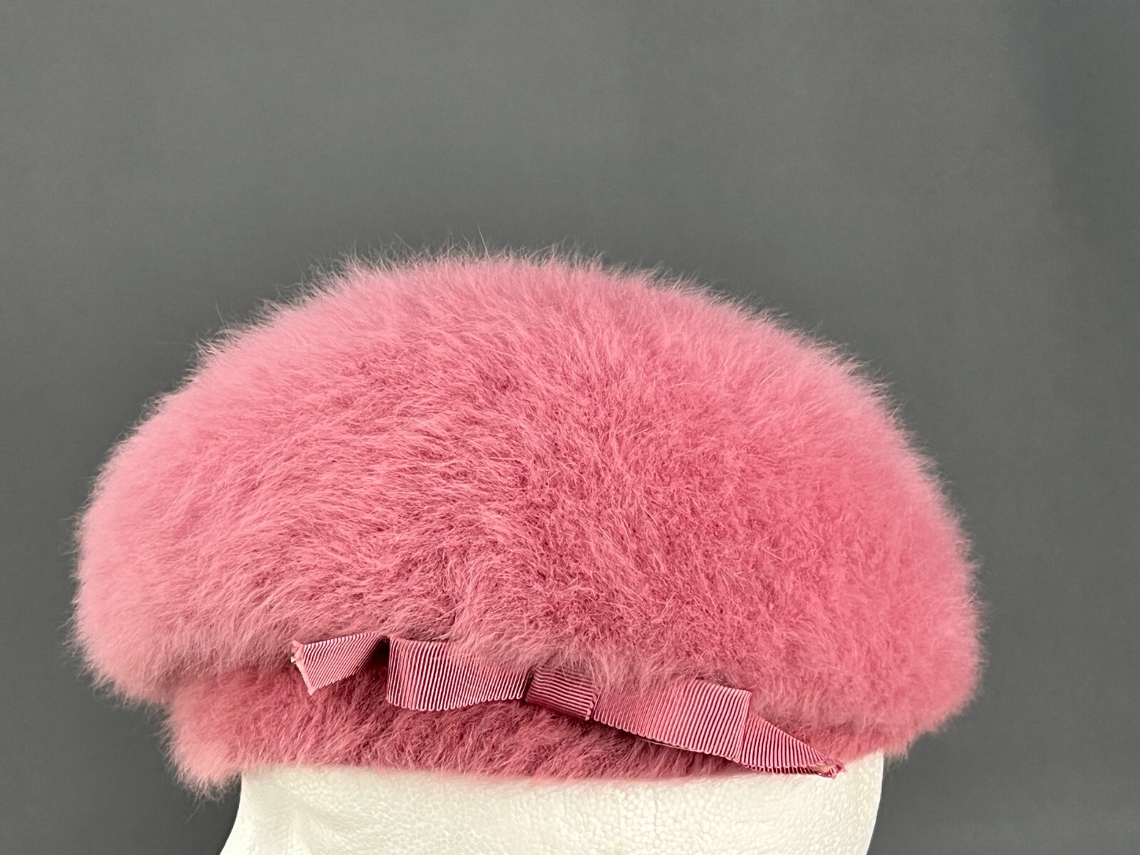 Vintage Ladies'  Kangol Design Pink Angora Hat Cloche Beret Side Bow England (30 image 10