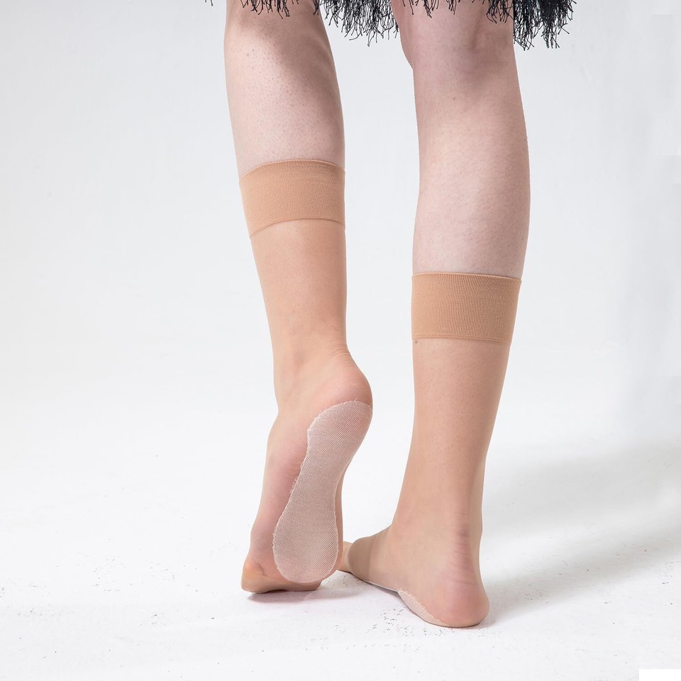 Mcool Mary Womens Nylon Sheer Socks Nude Crew Stocking Ultra Thin Cool