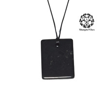 Shungite pendant Rectangle genuine Karelian shungite EMF Protection Grounding