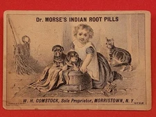 DR. MORSE'S INDIAN ROOT PILLS VICTORIAN STORE ADVERTISING CARD, 