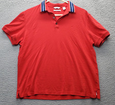 Calvin Klein Polo Shirt Men Large Red Liquid Touch Golf Performance Short Sleeve