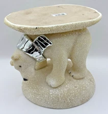 Bath & Body Works Pedestal Polar Bear Glitter 3-Wick Candle Holder Dirty Yellow
