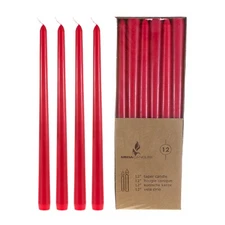 Mega Candles - Unscented 12" Taper Candles - Red Set of 12 CGA079-R