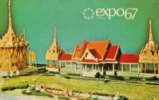 1967 Expo Montreal Canada Official Post Card Plastichrome Thailand Pavilion 1963