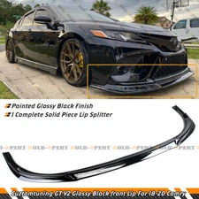 For 18-20 Toyota Camry SE XSE CTM V2 Design Gloss Blk Front Bumper Lip Splitter