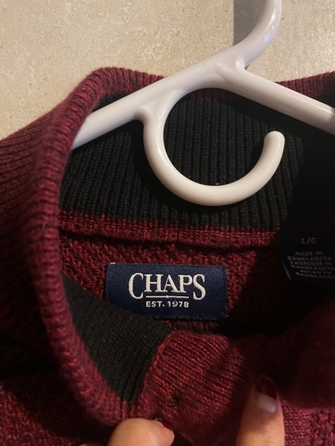 Chaps Burgundy Twist Multi Striped Mock Neck Pullover Sweater NWT Size Large - Picture 2 of 7