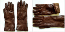 VINTAGE ARIS KIDSKIN LEATHER GLOVES W/SILK OR CASHMERE LINED SZ:7.5 BROWN