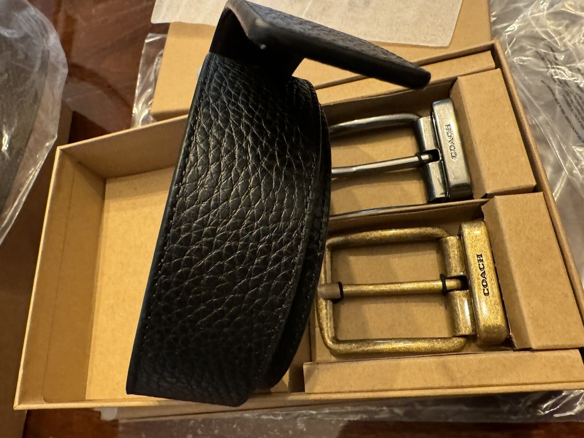 COACH コーチベルト　F 55434 Coach F55434 Wide Leather Two Buckles U Cut to Fit Reversible Belt