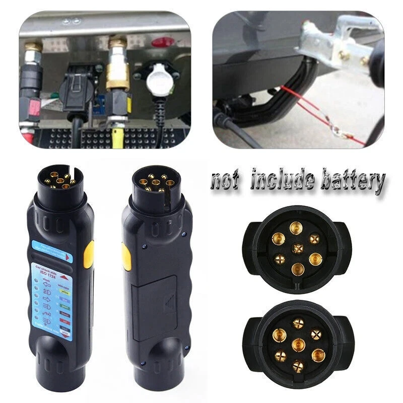 7 Pin Towing Trailer Tow Bar Caravan Plug Socket Light Wiring Circuit Tester UK - Image 2 of 4