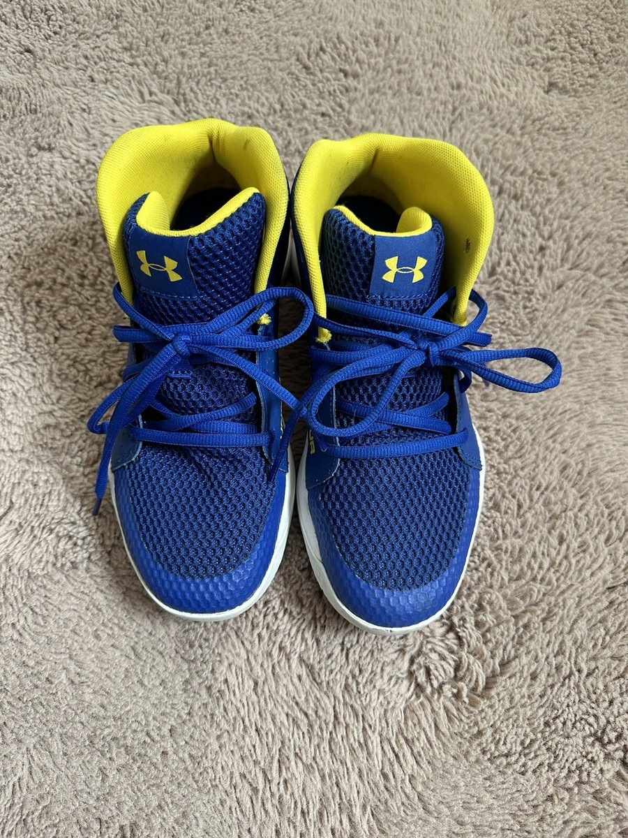 Under Armour Kids Boys Trainers Shoes Blue Yellow Used - Main Image