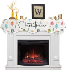 Christmas Mantle Scarf for Fireplace Decorations 70"X17" Christmas Winter Geomet
