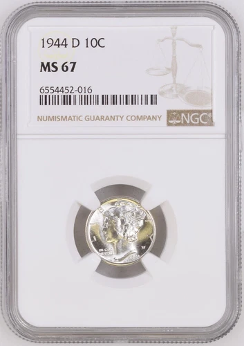 1944-D 10C  Mercury Dime NGC MS67  6554452-016