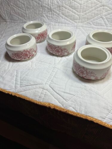 Caribe China Puerto Rico Sugar Bowl Rim Red Pink Roses (no lids) set of 5 - Picture 1 of 5