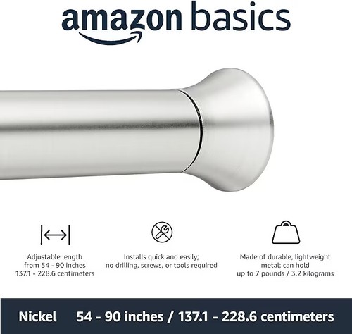 Chrome Nickel Shower Curtain Tension Extendable Rod Adjustable Ex Display - Picture 7 of 10