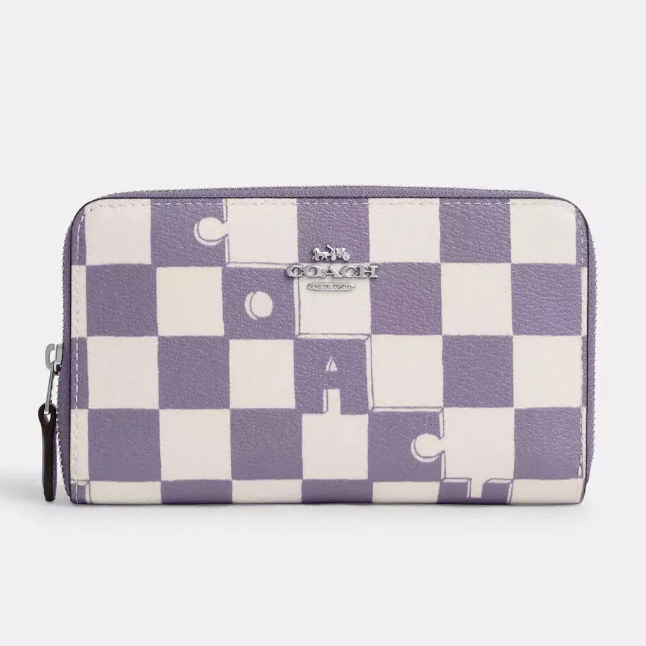 NWT Coach Medium Id Zip Wallet With Checkerboard Print CR789