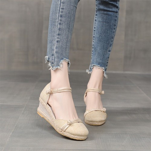 Women's Summer Fashion Solid Color Casual Wedge Fashion Sandals Shoes - Picture 2 of 13