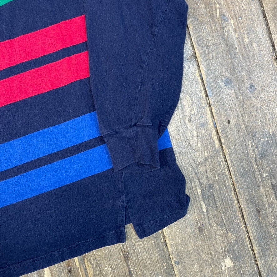 Rugby Polo Shirt USA 90s Striped Vintage Sports Top, Multi, Mens Large image 5