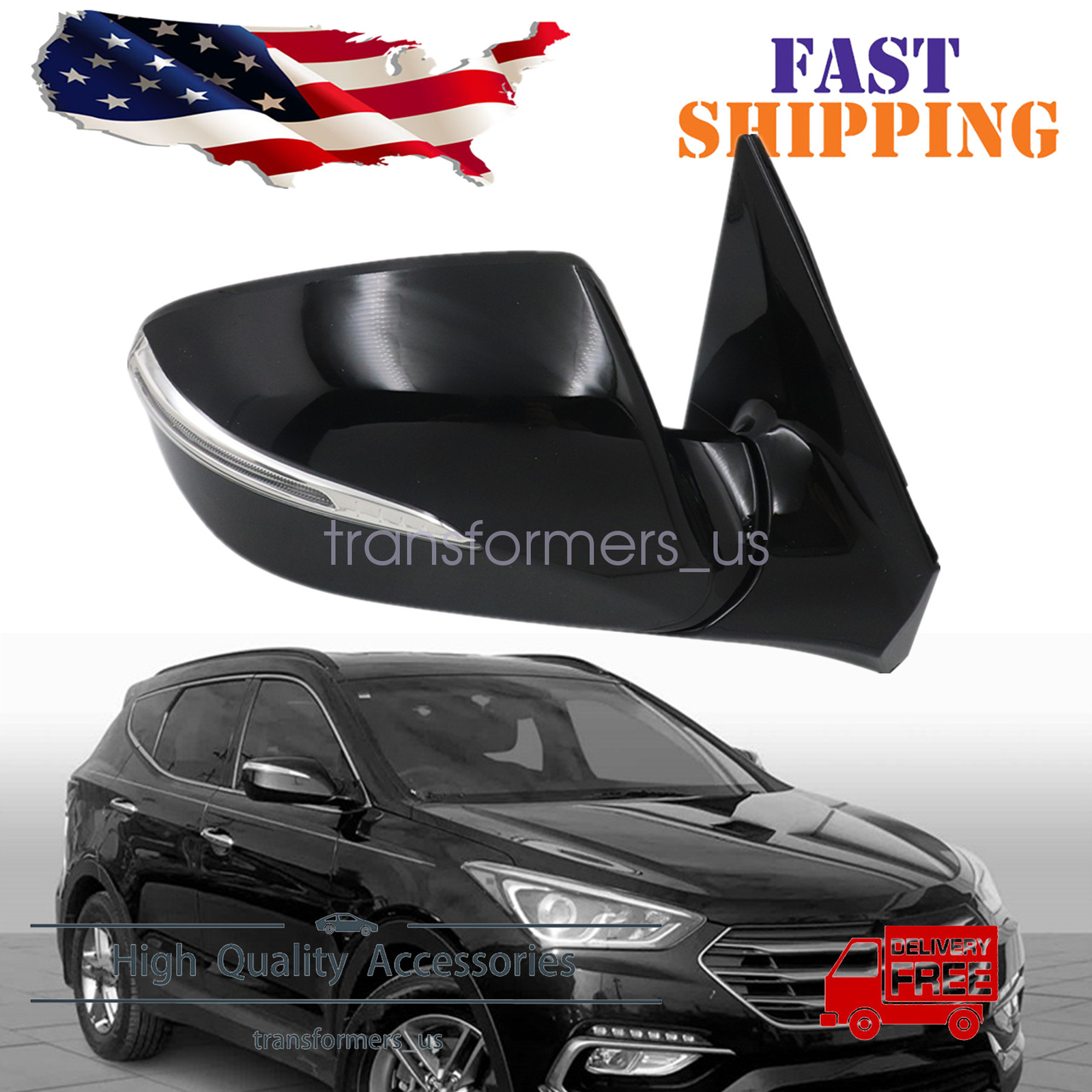 For Hyundai Santa Fe Sport 13-18 8Pin Passenger Side Mirror Heated Blind Spot