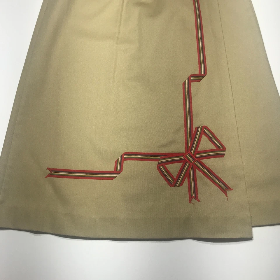 The Frog Pond Skirt Juniors Size Small Ribbon Applique Tan Mid Wrap Gathered - Image 2 of 4