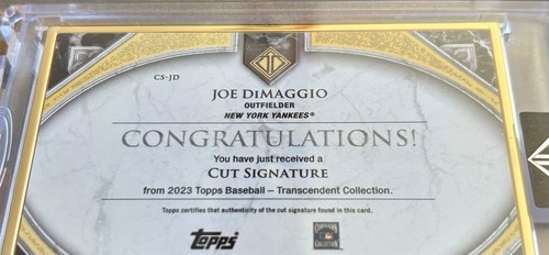 2023 Topps Baseball Transcendent Collection Cut Signature Joe DiMaggio 1/1 - Bild 5 von 14
