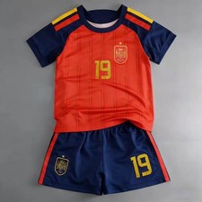 Youth Kid Lamine Yamal #19 Spain Home Soccer Jersey & Short Set 14-30