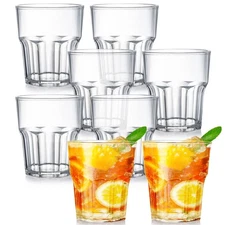 8 Pack Clear Plastic Tumblers Cups, 8 Oz BPA-Free Reusable Drinking Water Cup...