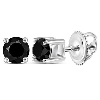 Atemberaubende Solitär-Ohrringe L U DIAMANTEN Silber schwarzer Diamant 1/2 kt