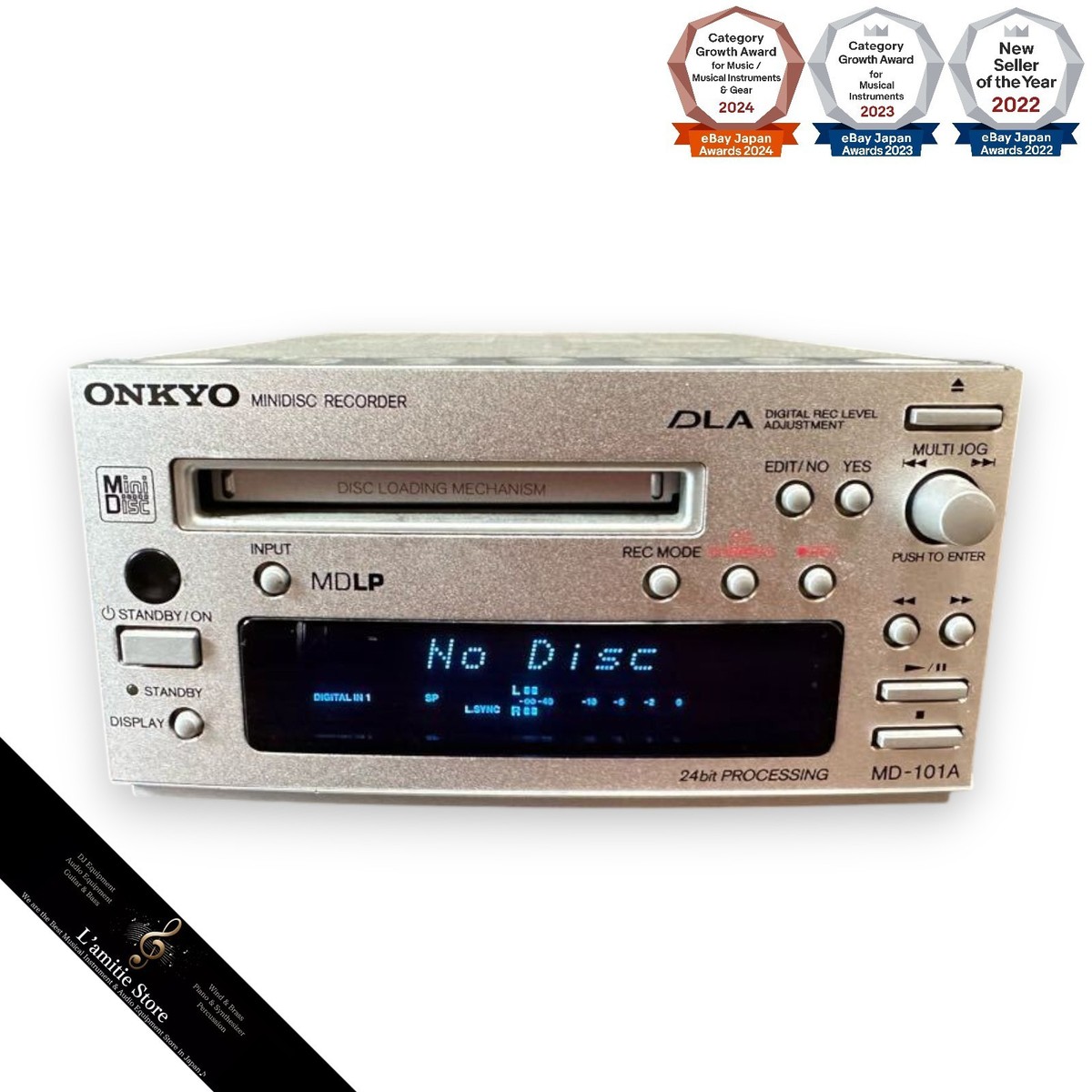 ONKYO MD-101A Mini Disc Player Deck Recorder 24 bit INTEC155