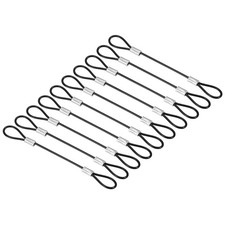 10Pcs 4" Safety Cable Lock Stainless Steel 2mm Dia Wire Double Loop Black